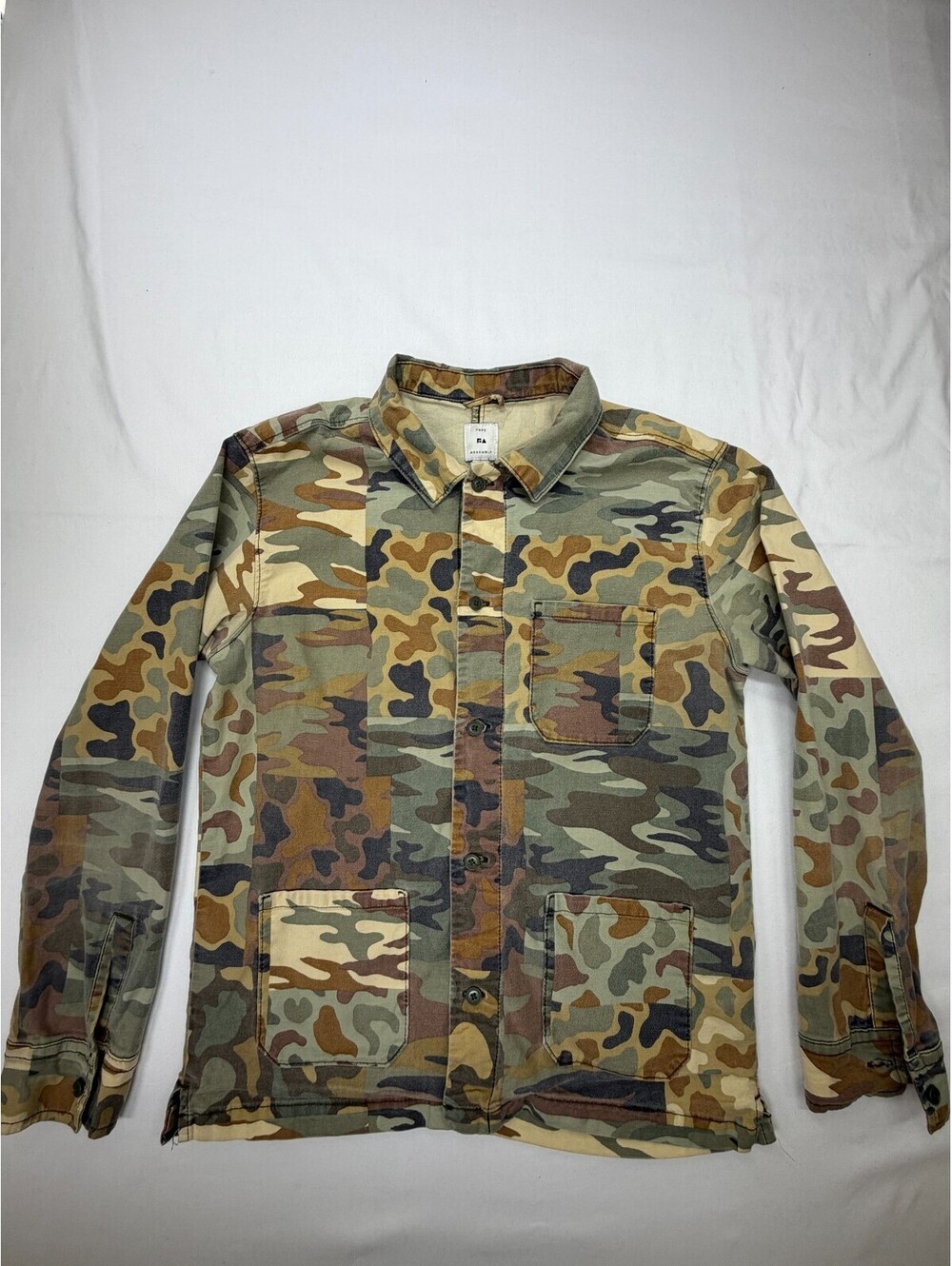 Free Assembly Boy's Button Up Shirt Long Sleeve Camouflage Pocket XL 14/16